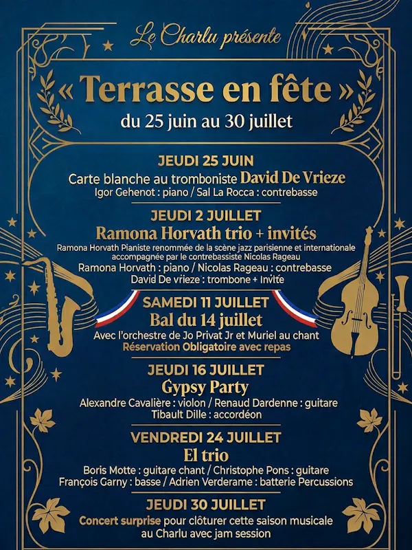 🎶 Cet été, la terrasse du Charlu sera bien animée !