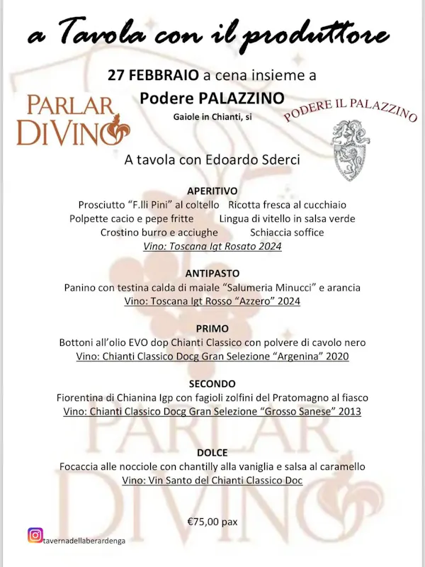 ParlarDiVino, 27 febbraio. Ospite Podere Il Palazzino