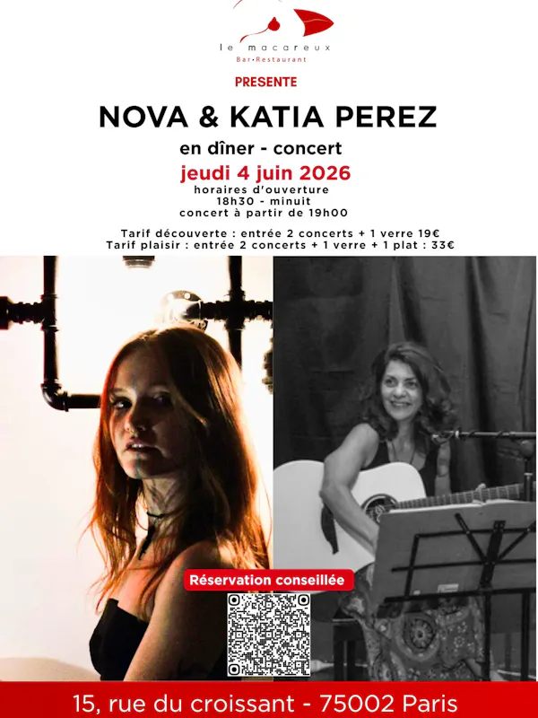 Dîner - Concert : NOVA & KATIA PEREZ Dîner - Concert : NOVA & KATIA PEREZ