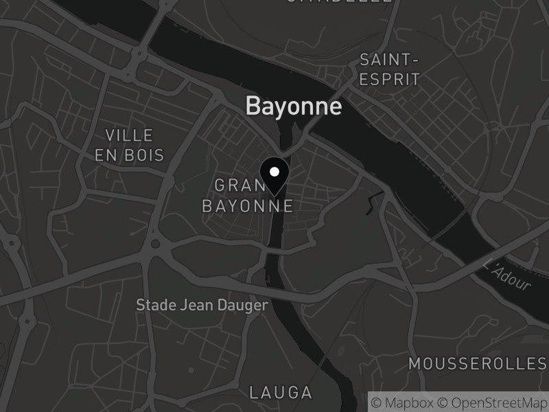 Die Karte zeigt die Adresse von Halles de Bayonne