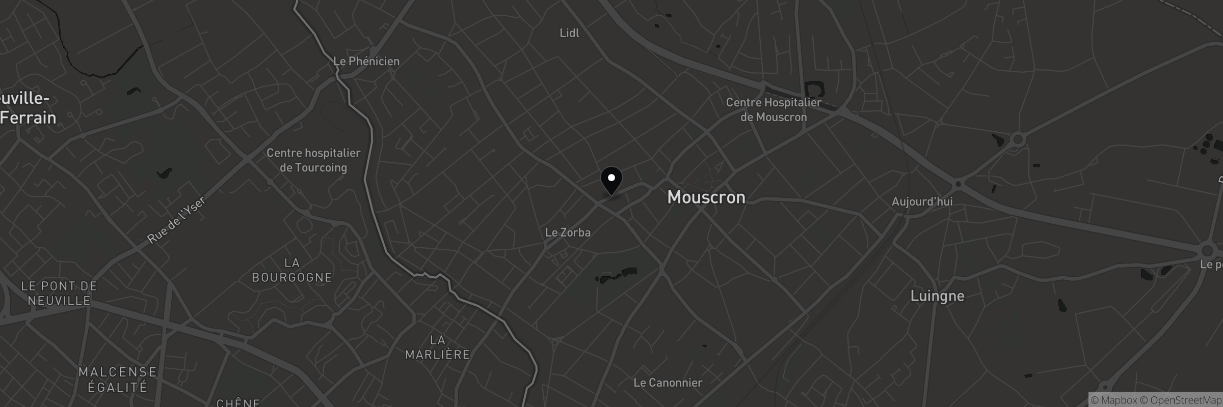 Kaart met het adres van Mouscron