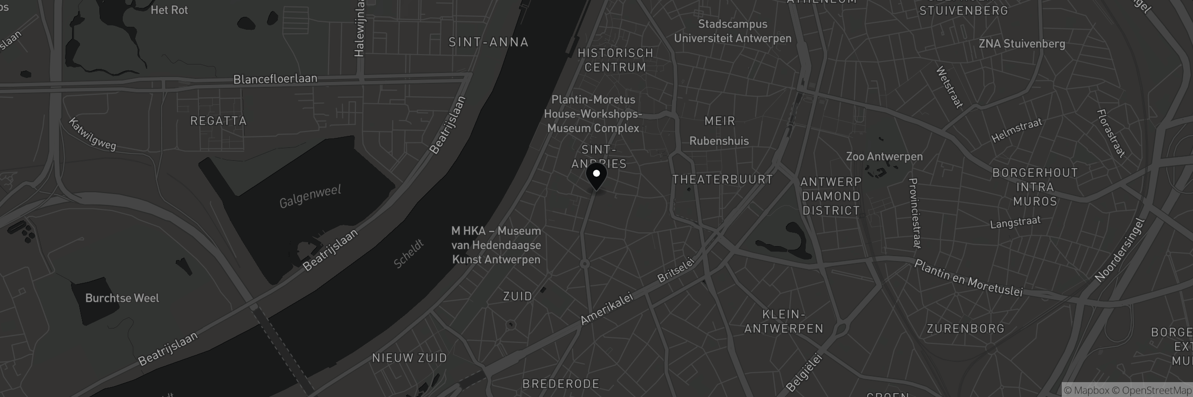 Kaart met het adres van Antwerpen