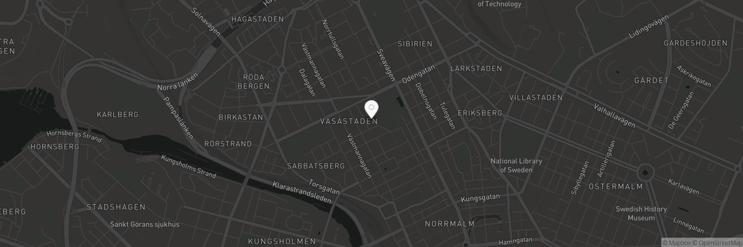 Map showing the address of Dino Sushi & Poké Odenplan