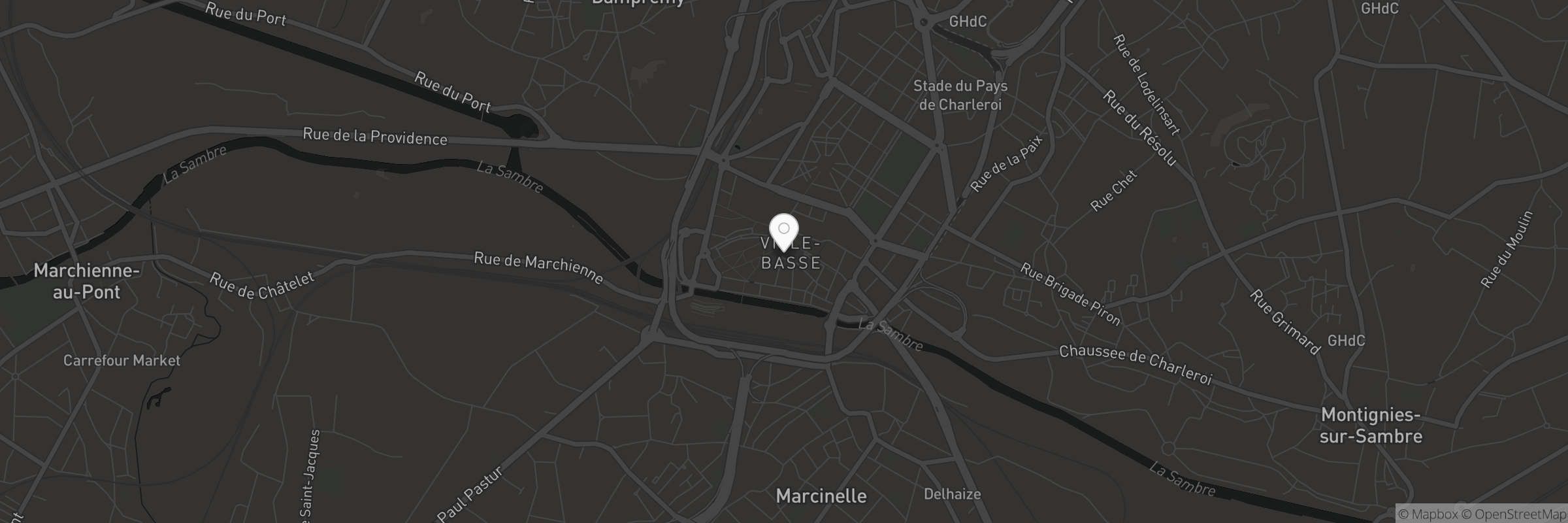 Kaart met het adres van Charleroi Rive Gauche