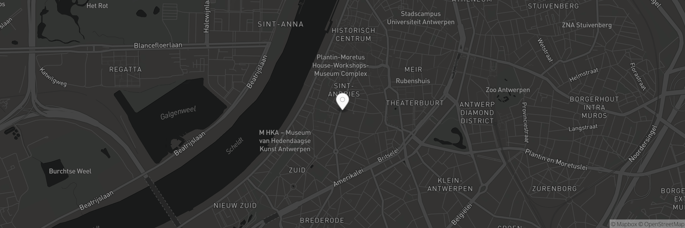 Kaart met het adres van Antwerpen