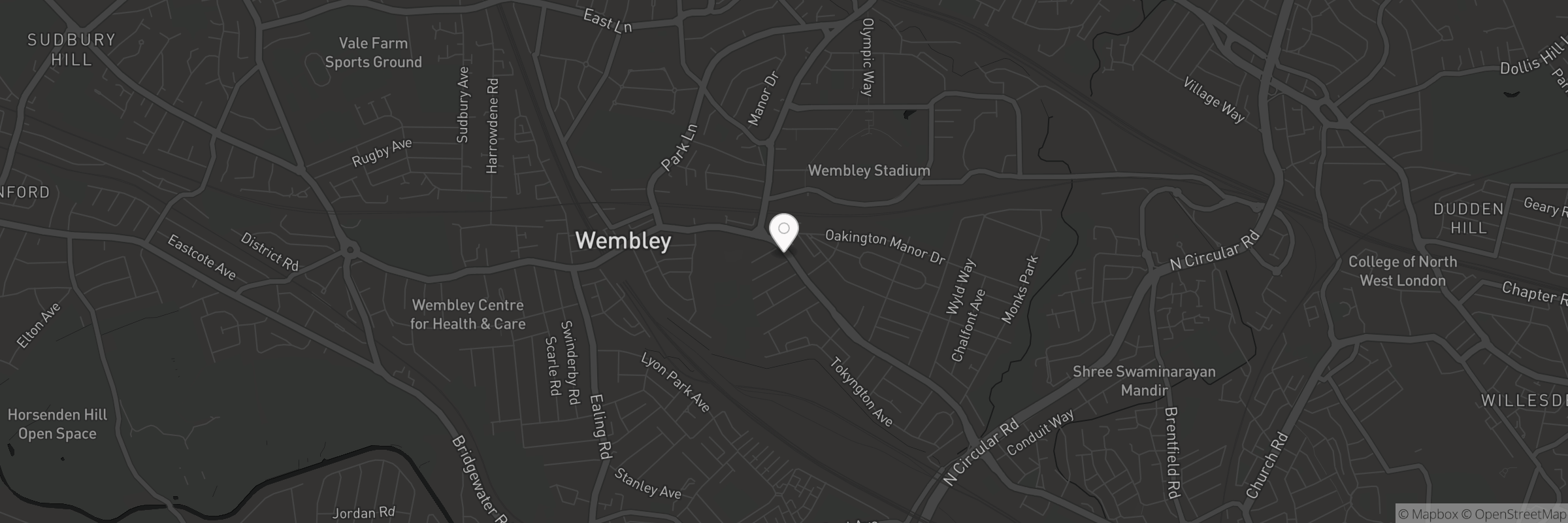 Map showing the address of Bombay Chow Wembley