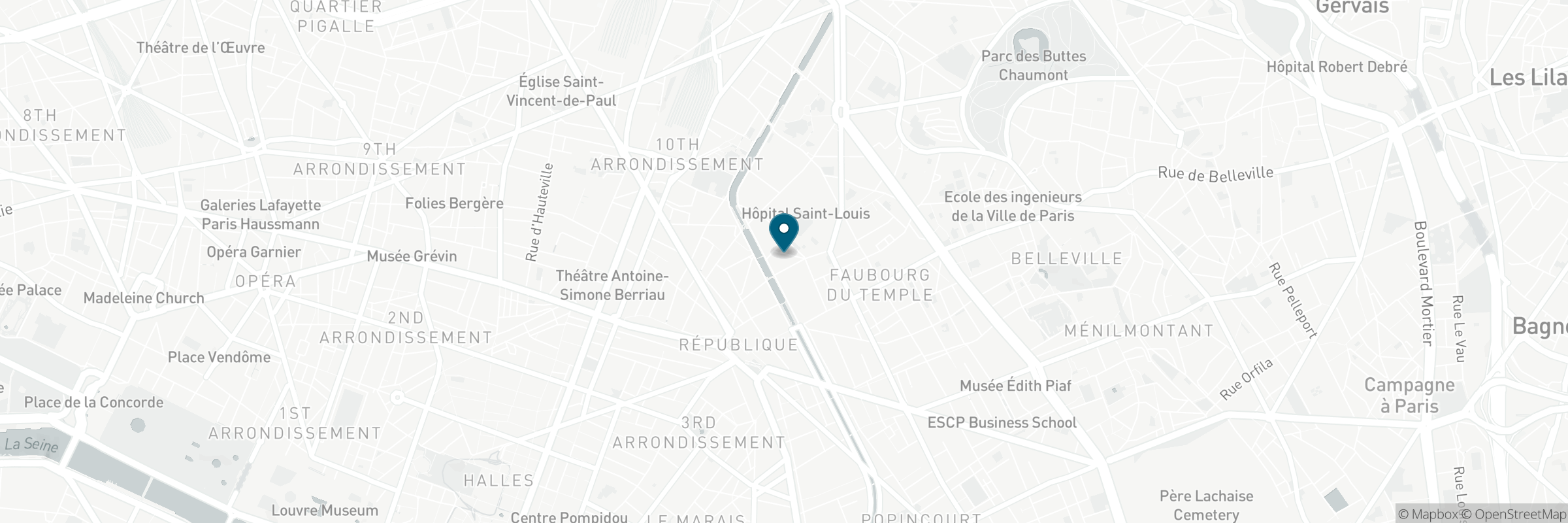 Map showing the address of LArchimede - Restaurant Bistronomique Paris 10