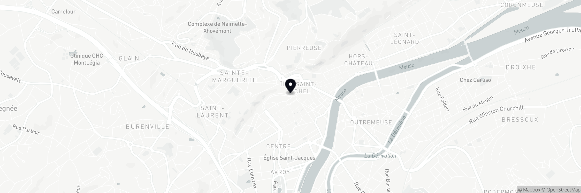 Die Karte zeigt die Adresse von Liège