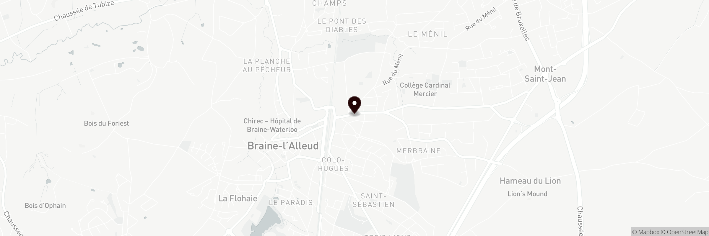 Map showing the address of Braine l’Alleud