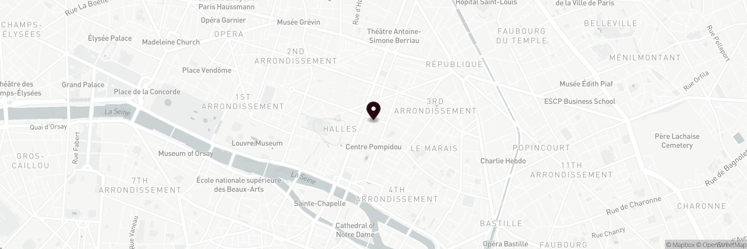 Map showing the address of Beaubourg