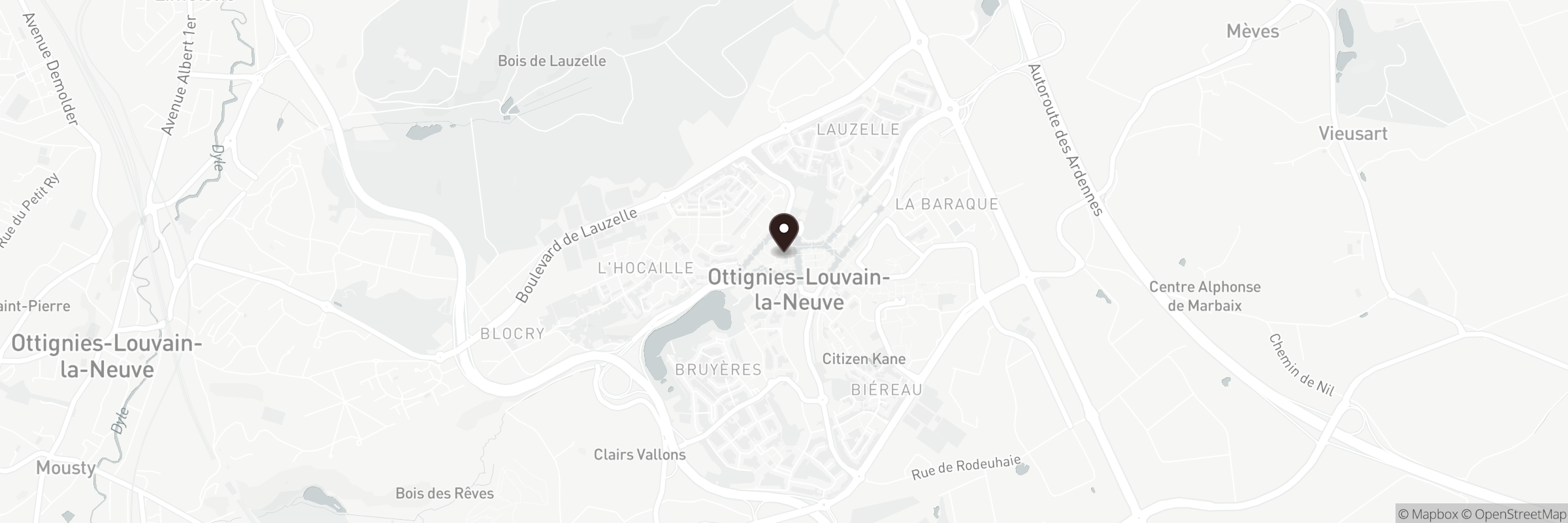 Kaart met het adres van Louvain-la-Neuve