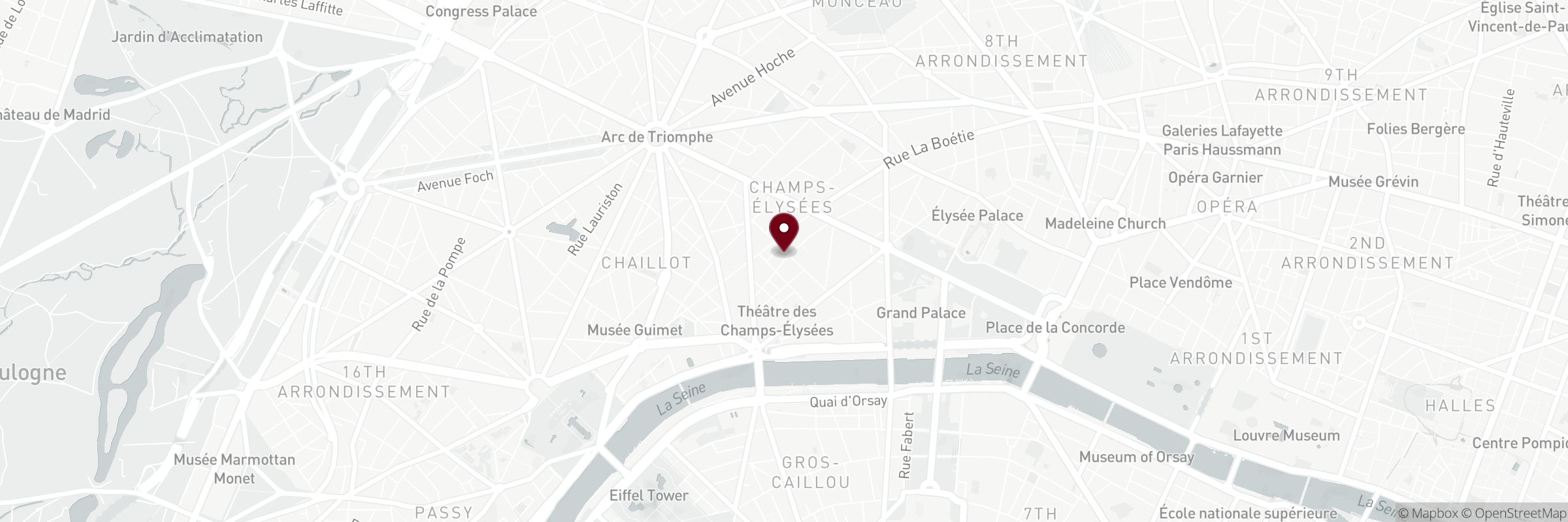 Mapa mostrando o endereço de Le Bistro Marbeuf