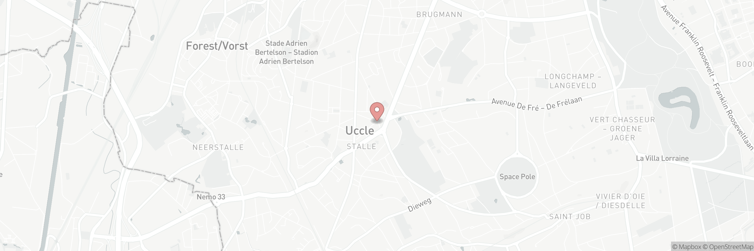 Map showing the address of Poz" Parvis Uccle