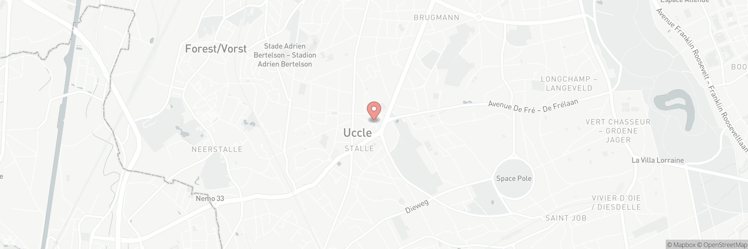 Map showing the address of Uccle