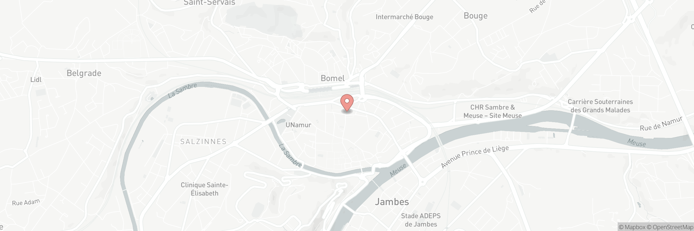 Kaart met het adres van Namur 