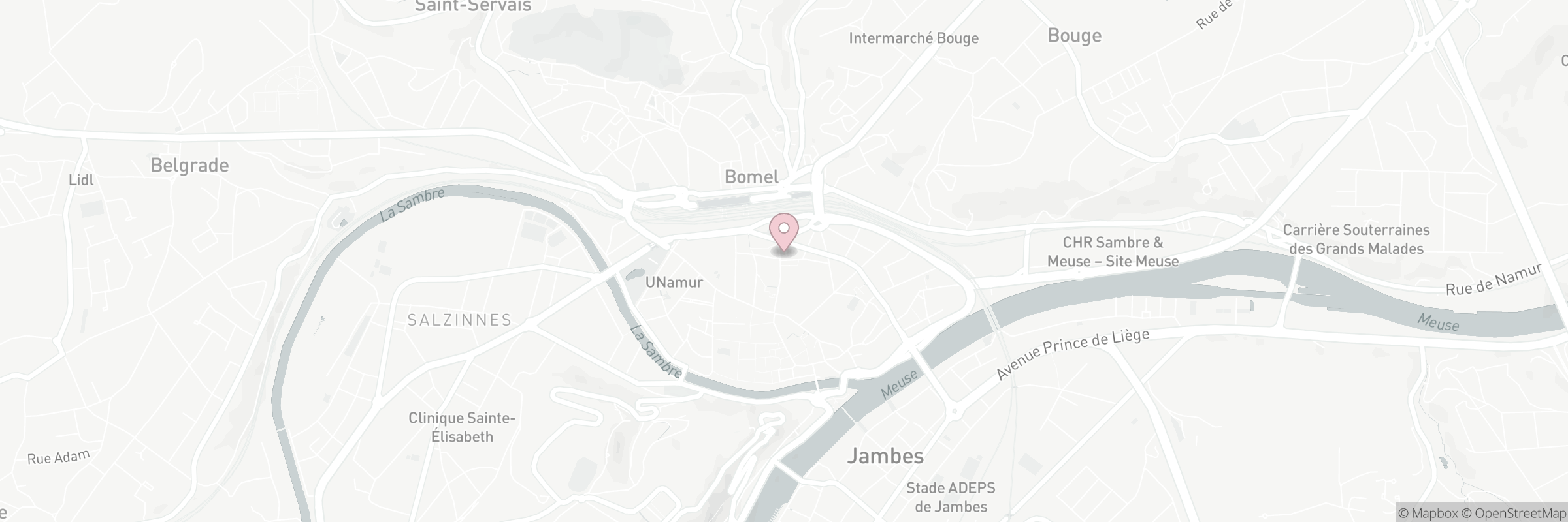 Map showing the address of Namur 