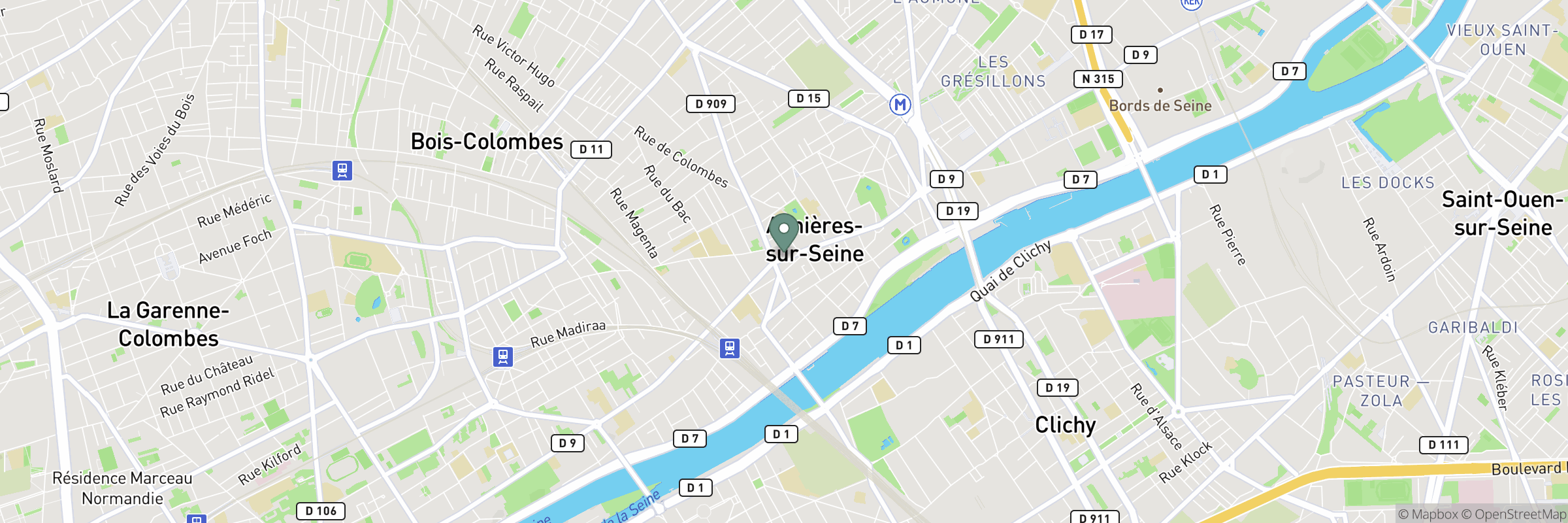 Carte indiquant l'adresse de Maila Pizza - Asnières-sur-Seine