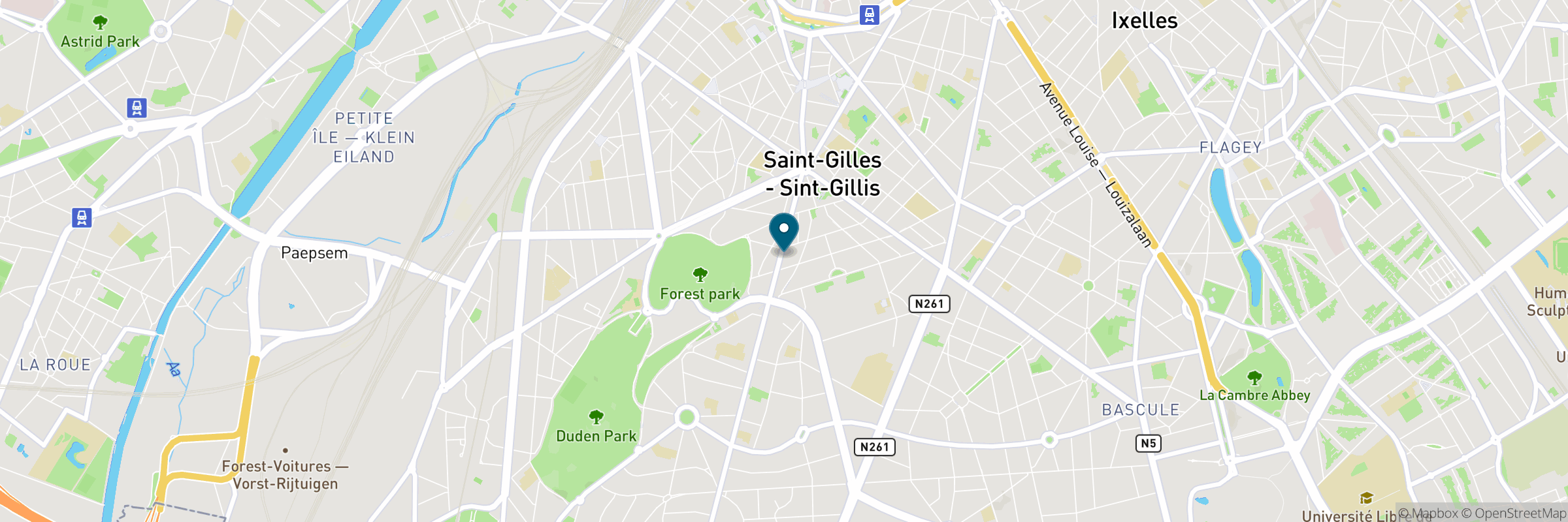 Map showing the address of La Buvette Bruxelles
