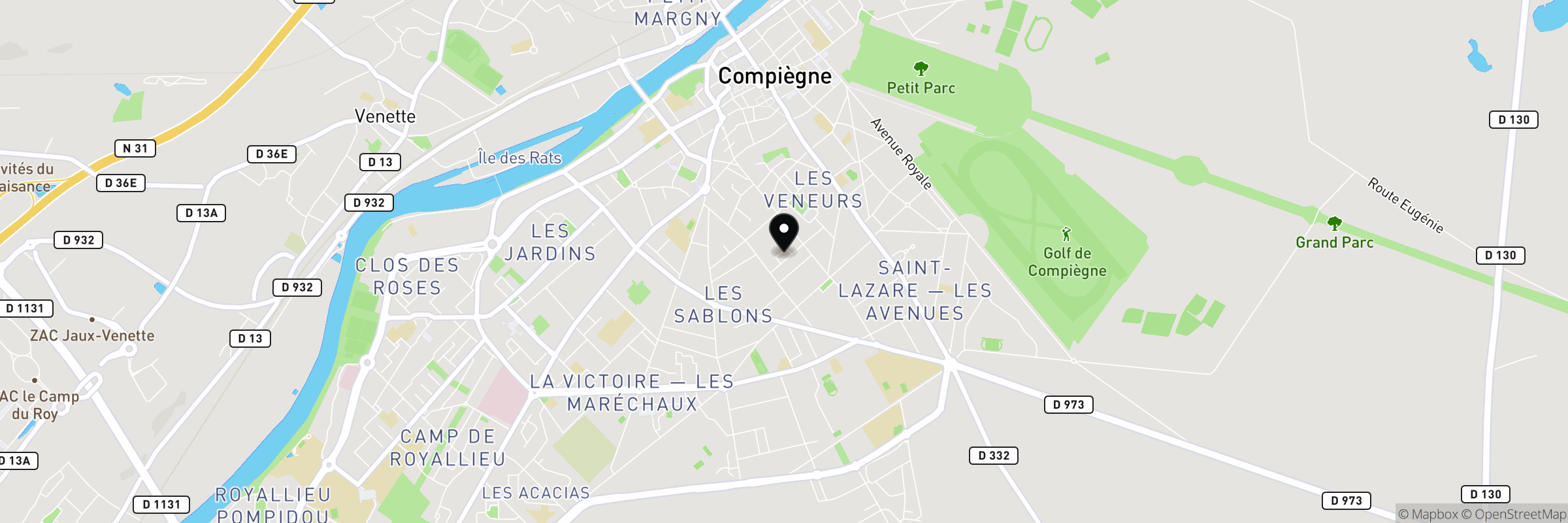 Carte indiquant l'adresse de Taxi Compiègne : TAXI MARIETTE à Compiègne