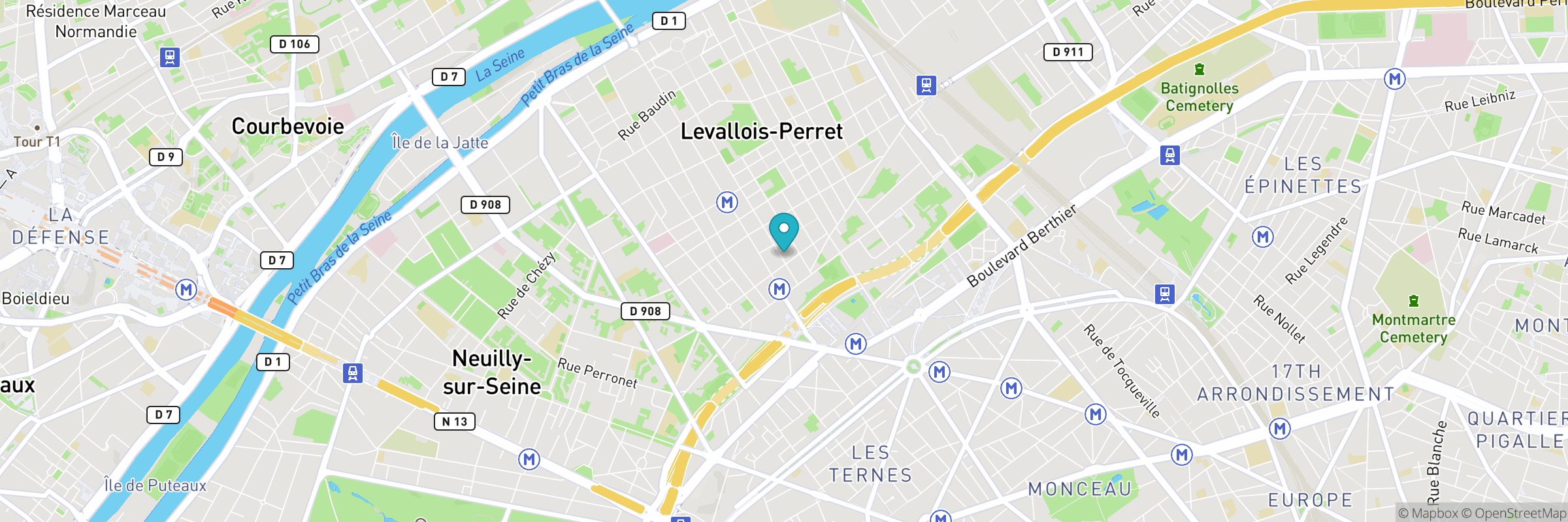 Map showing the address of PokéShop - Levallois