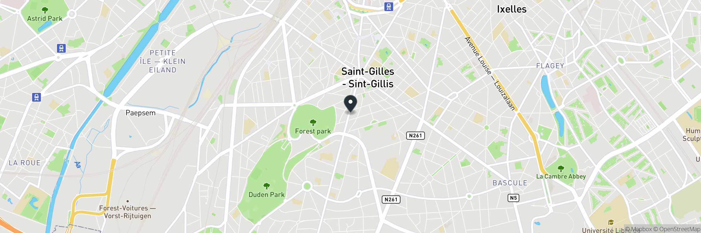 Kaart met het adres van La Buvette Bruxelles
