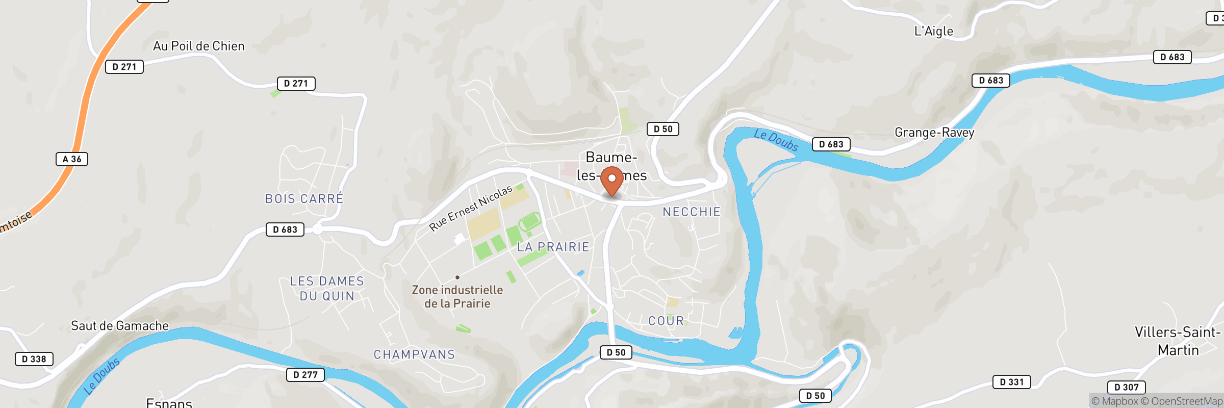 Map showing the address of Les Z'iles em Baume