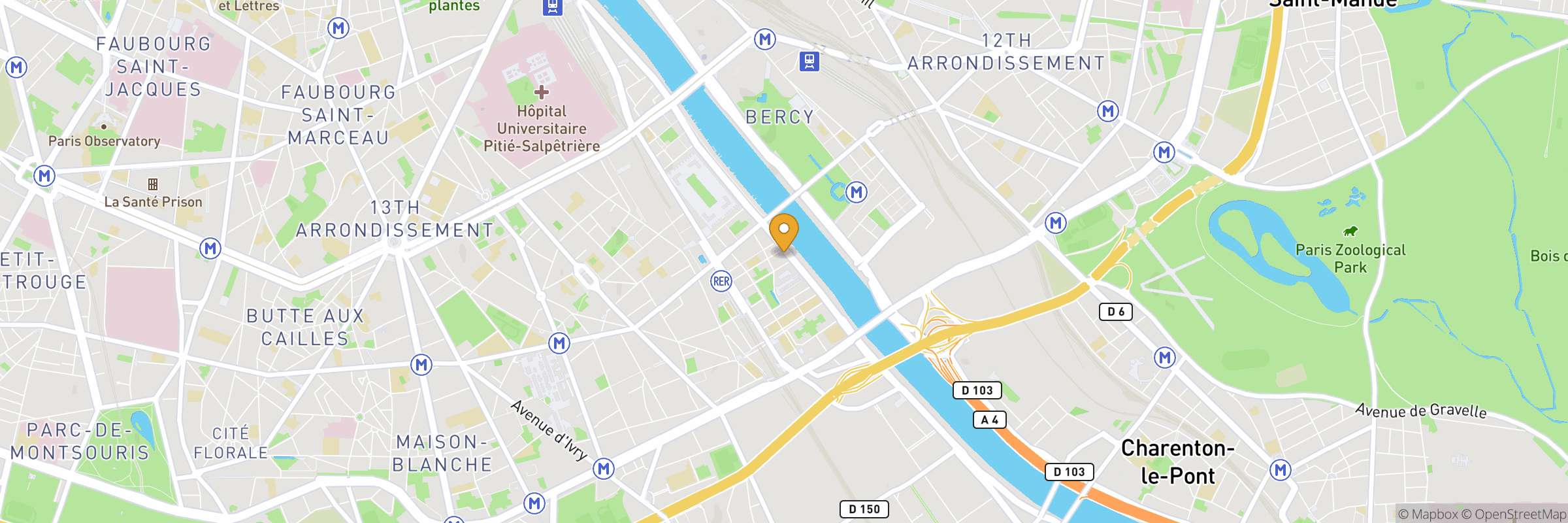 Carte indiquant l'adresse de Golden Fried Chicken - Quai de Seine